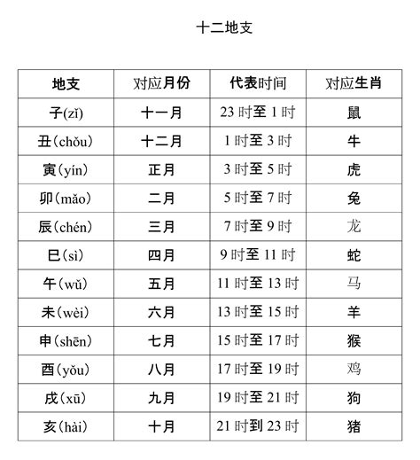 癸己|天干属性 干支纪年对照表